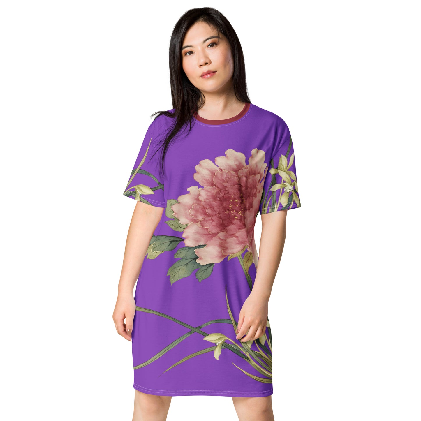 The Spirit of Flowers in Twelve Months｜Orchid and Tree Peony in Bloom｜T-shirt dress｜Purple