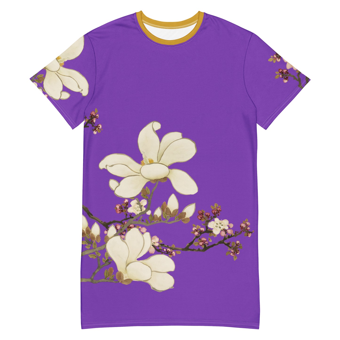 The Spirit of Flowers in Twelve Months｜Apricot and Lily Magnolia in Blossom｜T-shirt dress｜Purple