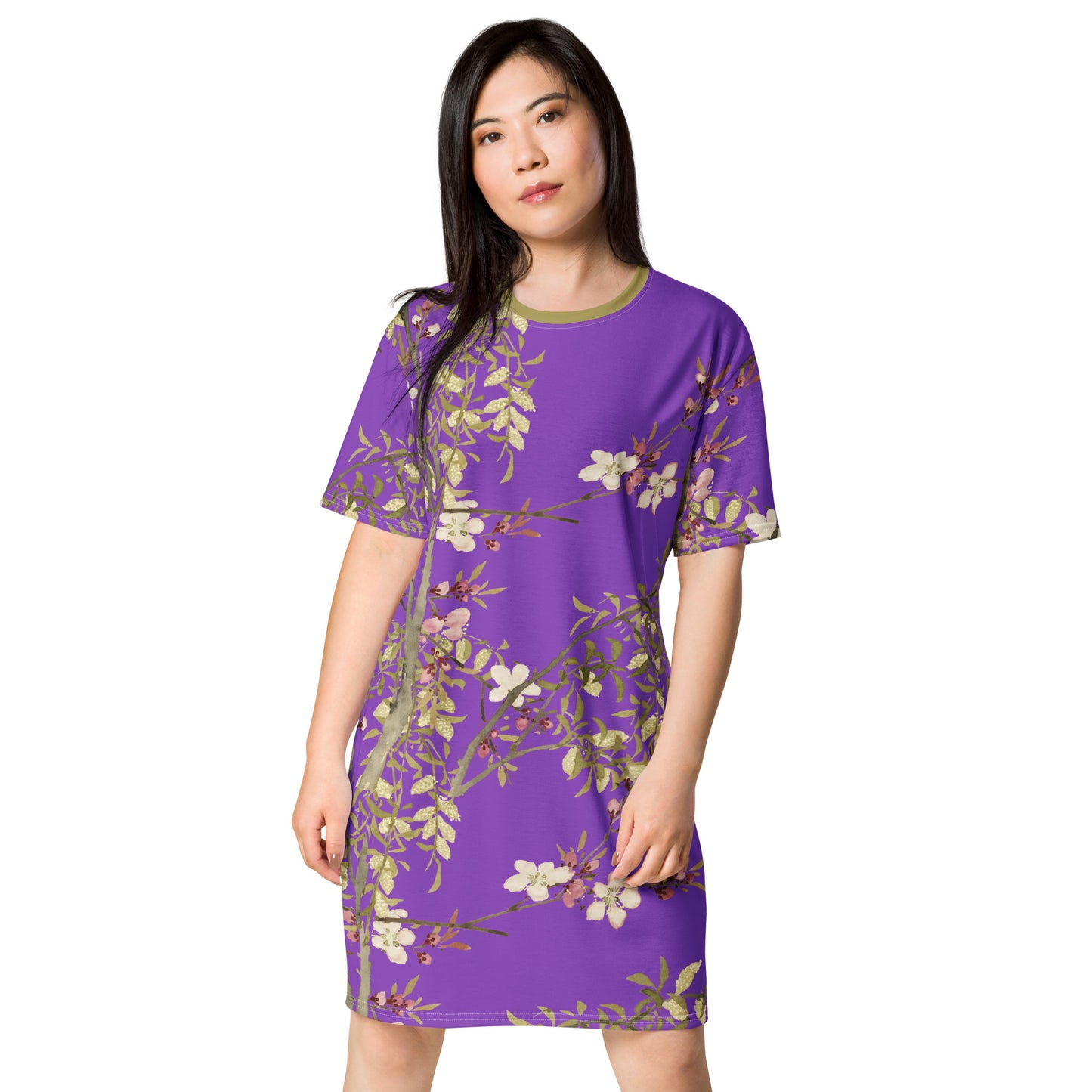 The Spirit of Flowers in Twelve Months｜Willow and Peach Blossom｜T-shirt dress｜Purple