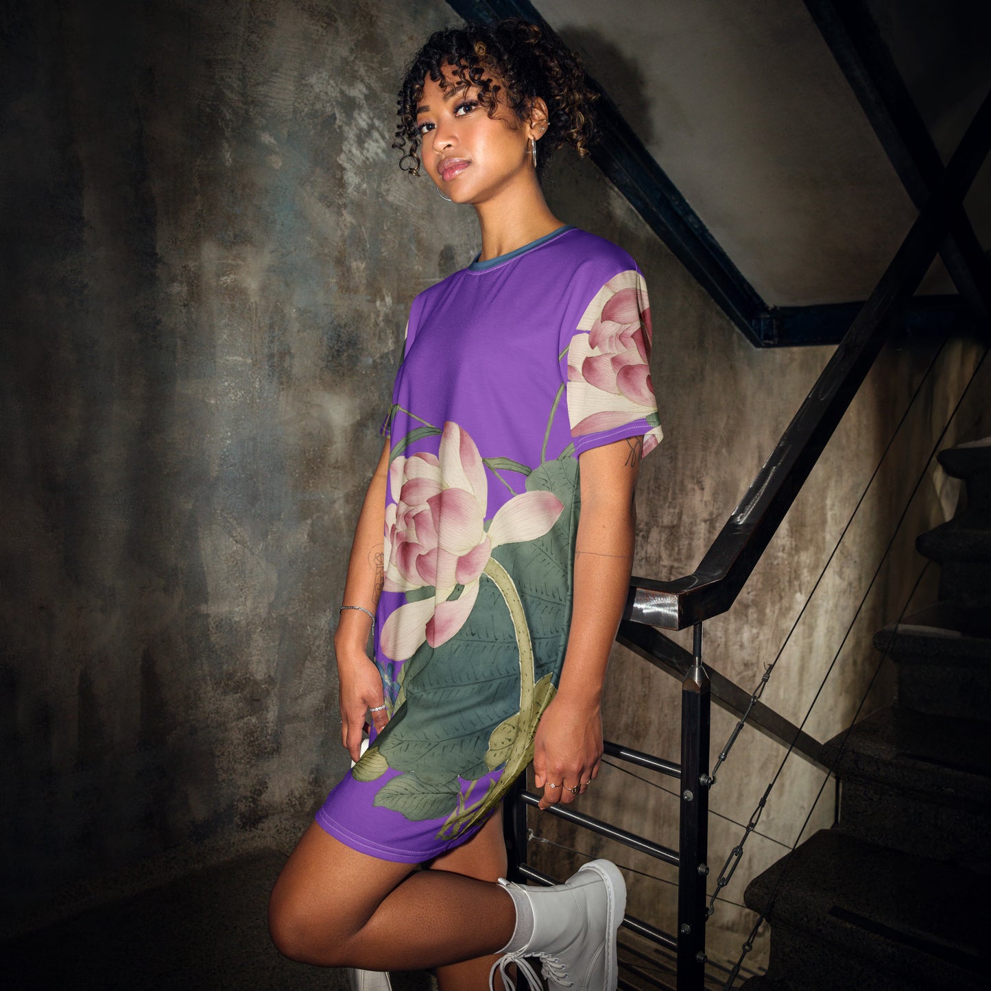 The Spirit of Flowers in Twelve Months｜Lotus in Bloom｜T-shirt dress｜Purple