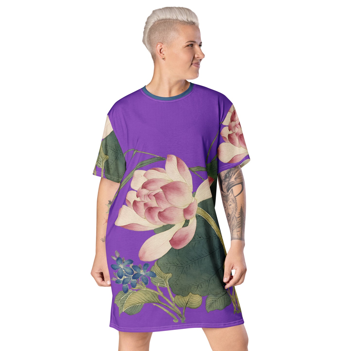 The Spirit of Flowers in Twelve Months｜Lotus in Bloom｜T-shirt dress｜Purple