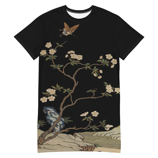 Kesi Flower Album｜Plum Blossoms and Butterfly｜T-shirt dress｜Black