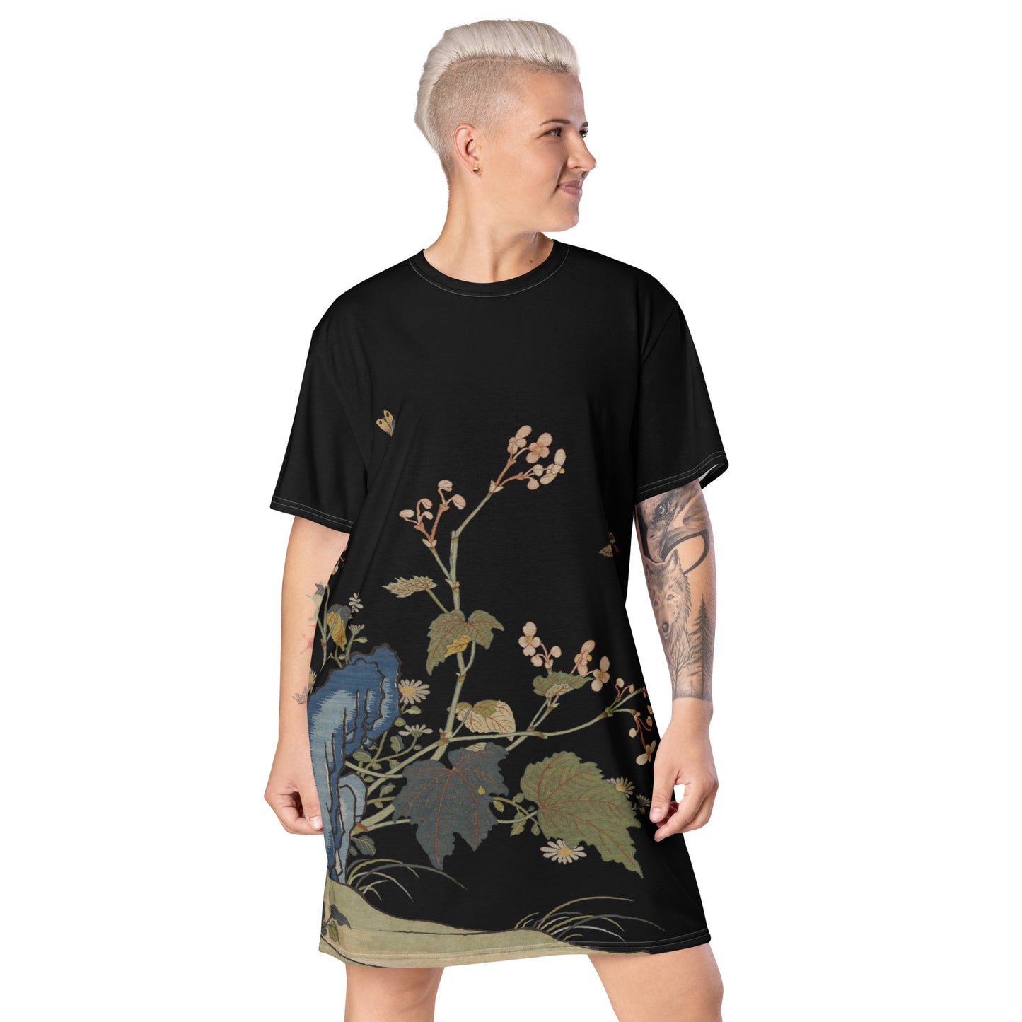 Kesi Flower Album｜Begonia Blossoms｜T-shirt dress｜Black