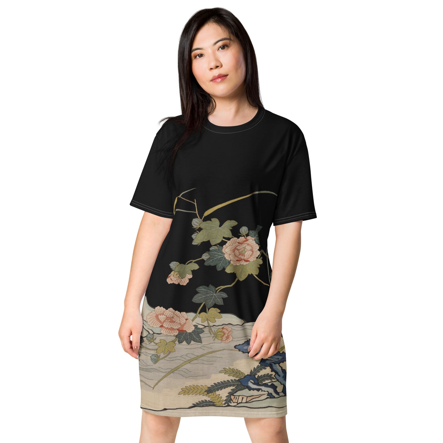 Kesi Flower Album｜Hibiscus by the Water｜T-shirt dress｜Black