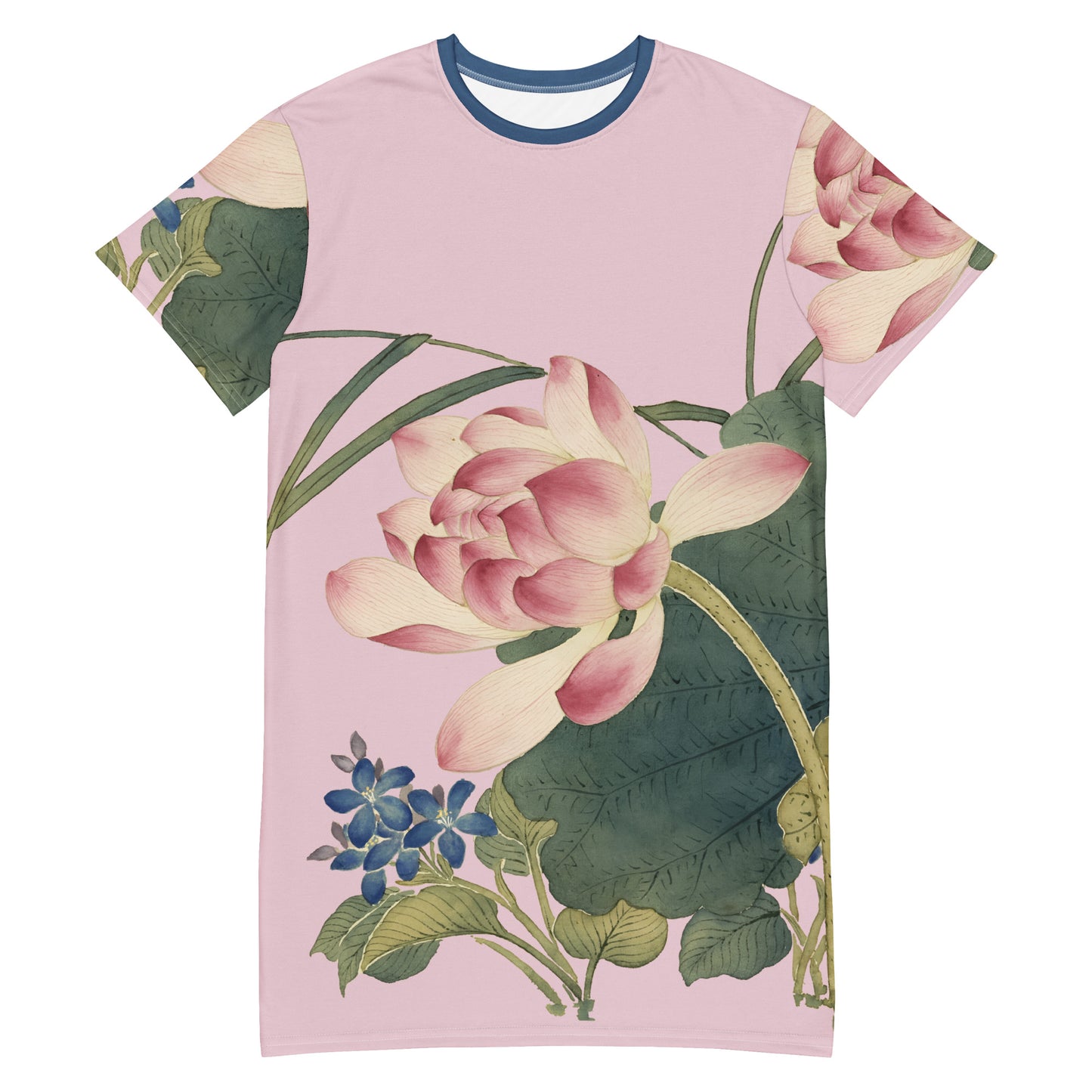 The Spirit of Flowers in Twelve Months｜Lotus in Bloom｜T-shirt dress｜Pale pinkish gray