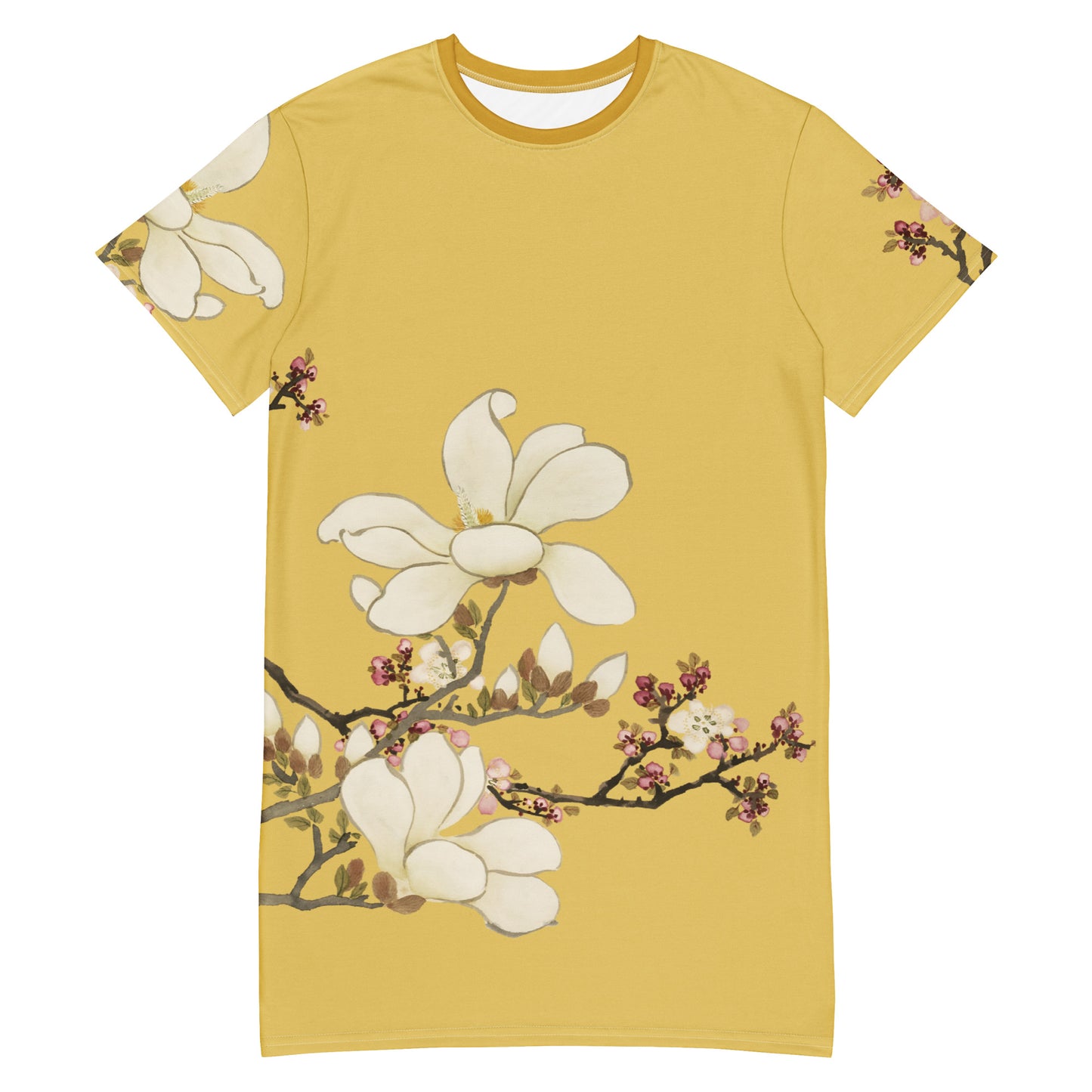 The Spirit of Flowers in Twelve Months｜Apricot and Lily Magnolia in Blossom｜T-shirt dress｜Gold