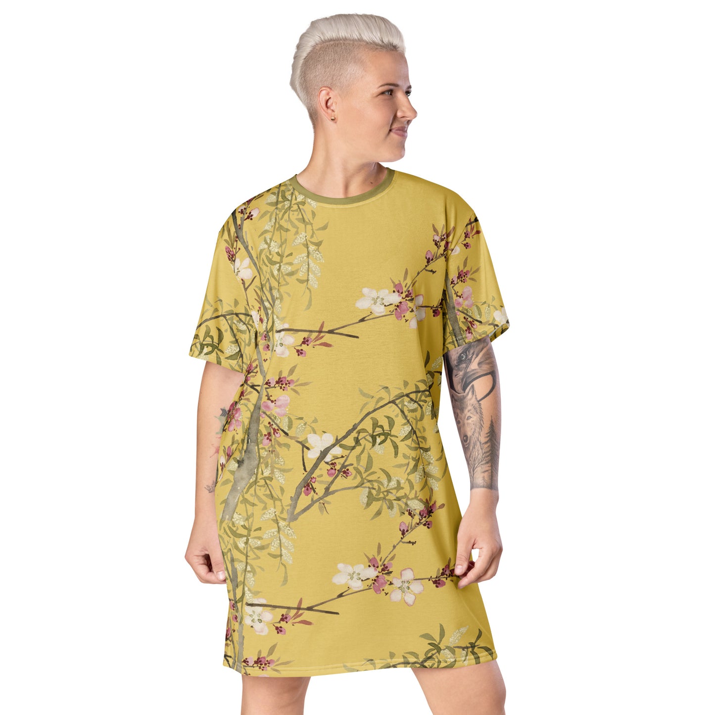 The Spirit of Flowers in Twelve Months｜Willow and Peach Blossom｜T-shirt dress｜Orange