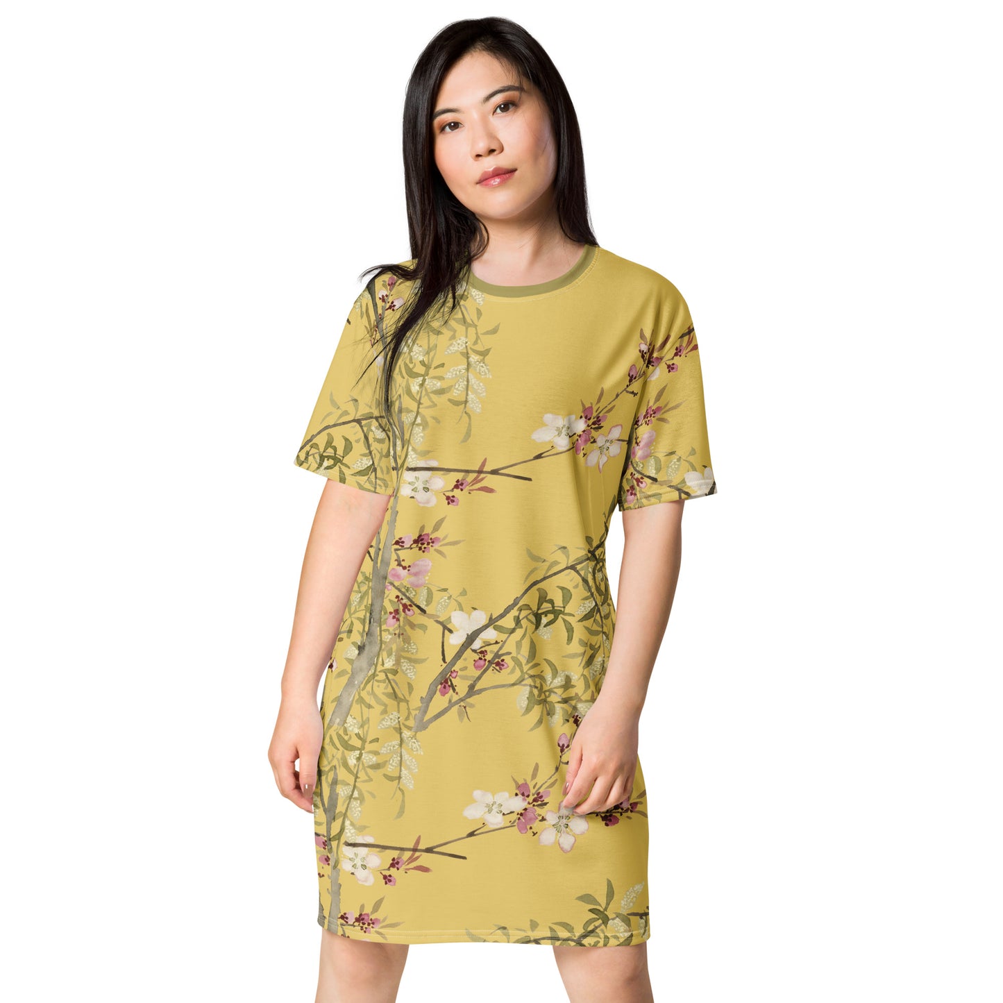 The Spirit of Flowers in Twelve Months｜Willow and Peach Blossom｜T-shirt dress｜Orange