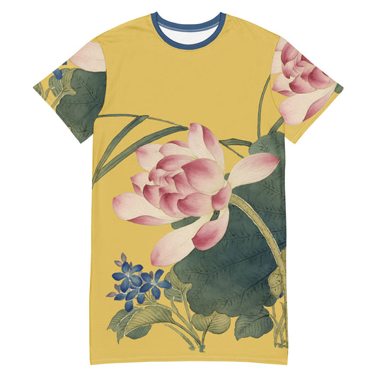 The Spirit of Flowers in Twelve Months｜Lotus in Bloom｜T-shirt dress｜Gold