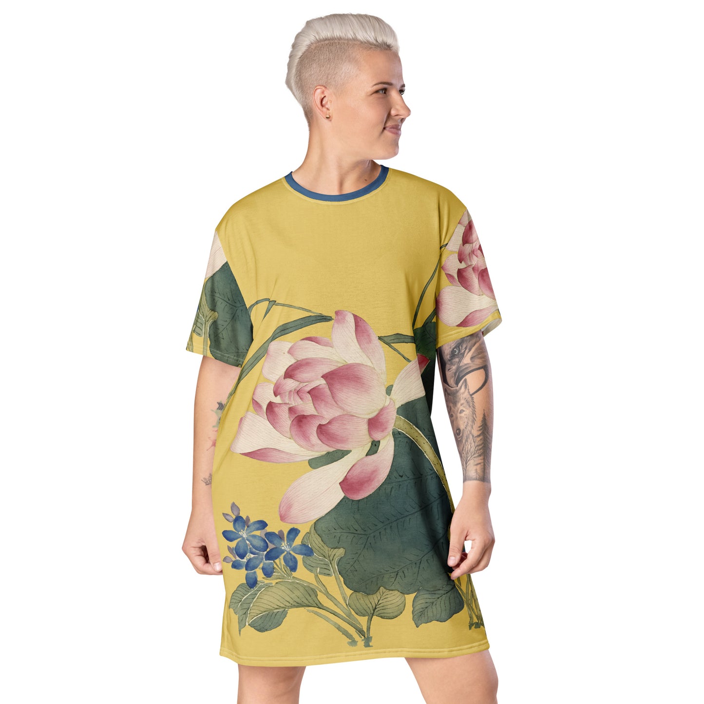 The Spirit of Flowers in Twelve Months｜Lotus in Bloom｜T-shirt dress｜Gold