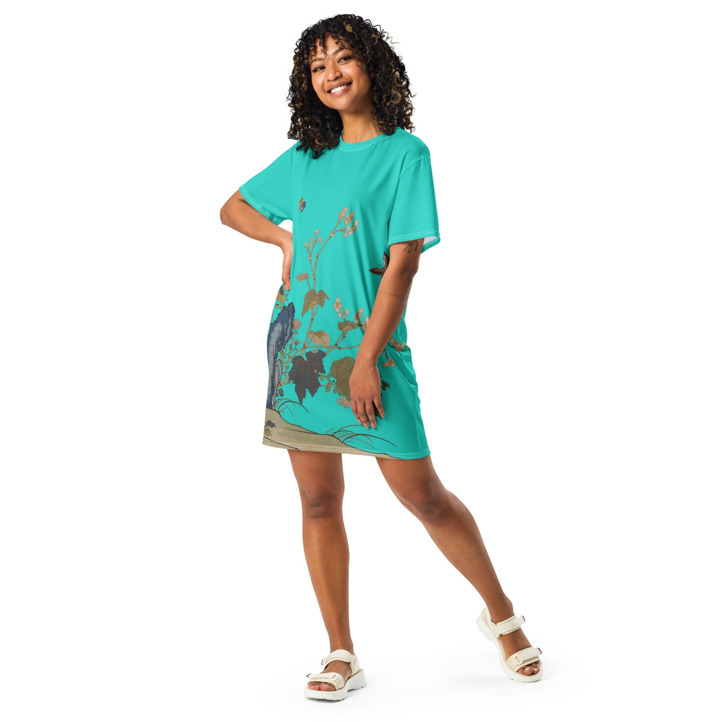 Kesi Flower Album｜Begonia Blossoms｜T-shirt dress｜Turquoise