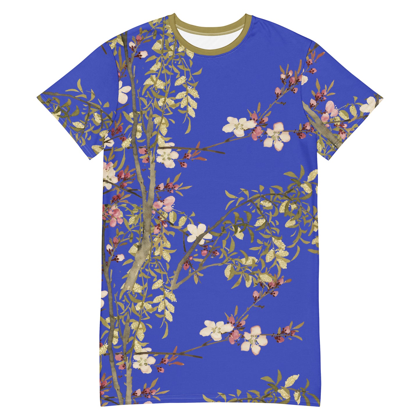 The Spirit of Flowers in Twelve Months｜Willow and Peach Blossom｜T-shirt dress｜Royal blue