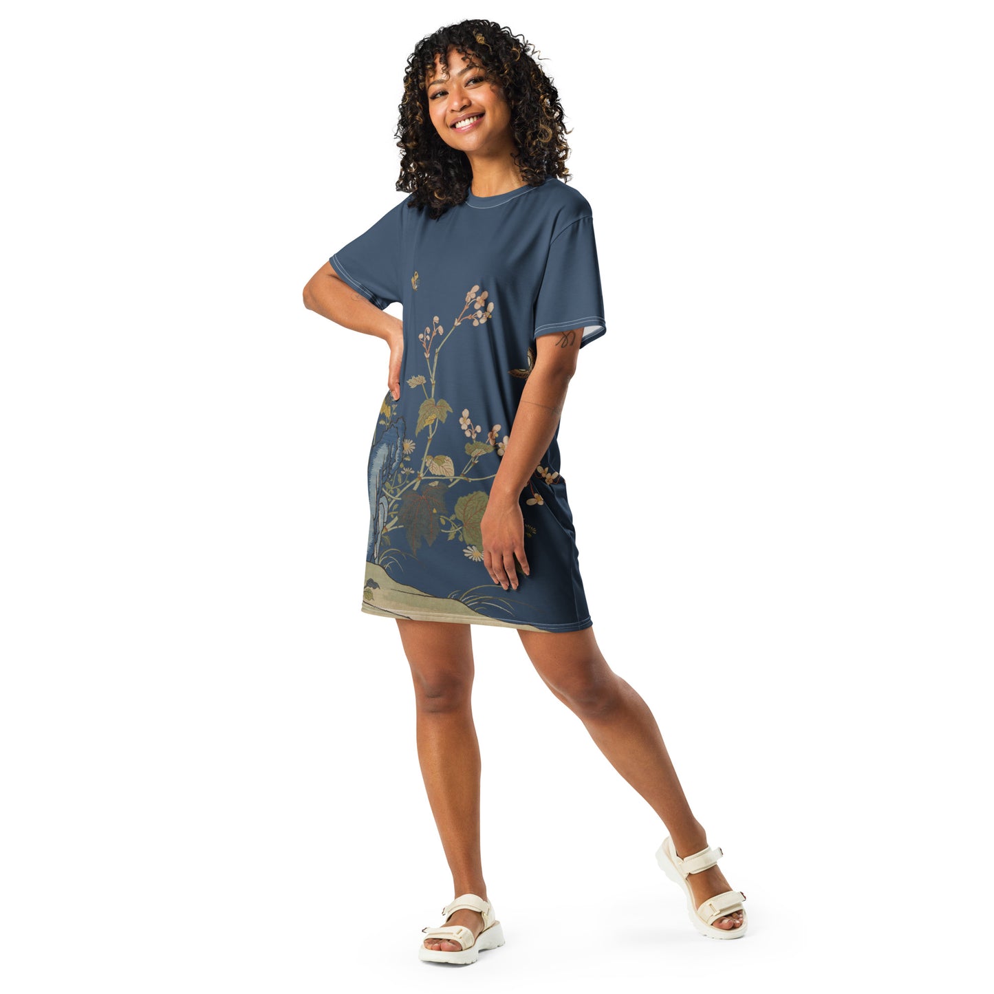 Kesi Flower Album｜Begonia Blossoms｜T-shirt dress｜Dark blue