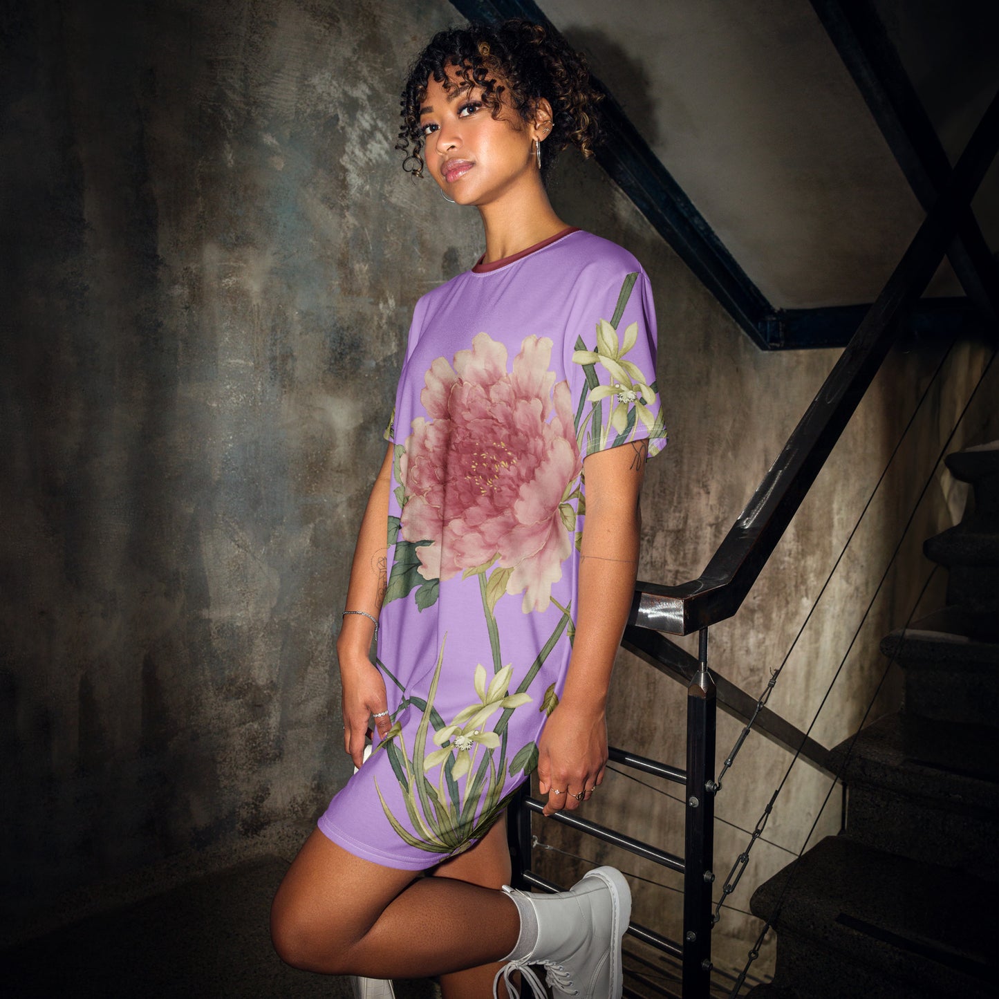 The Spirit of Flowers in Twelve Months｜Orchid and Tree Peony in Bloom｜T-shirt dress｜Lilac