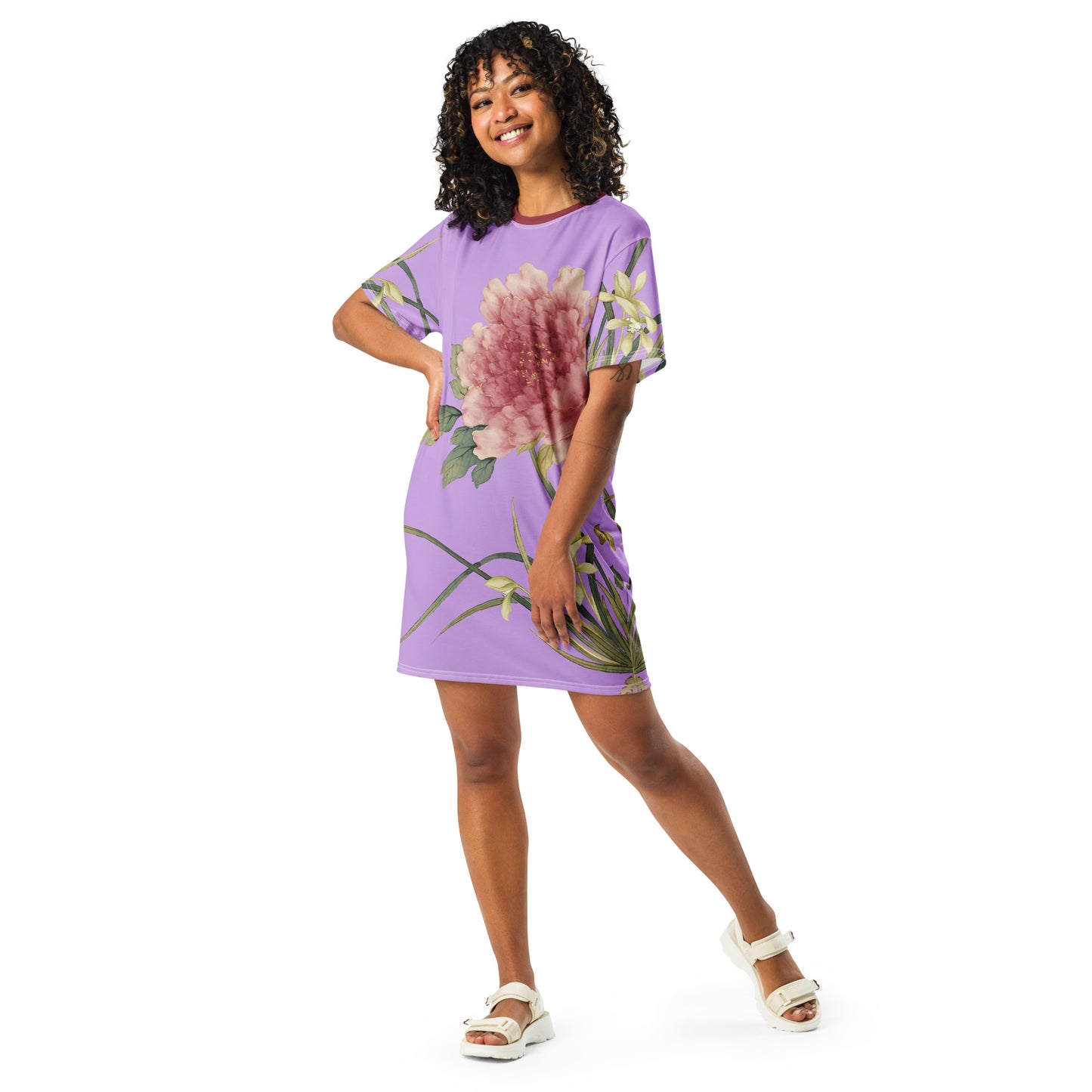 The Spirit of Flowers in Twelve Months｜Orchid and Tree Peony in Bloom｜T-shirt dress｜Lilac