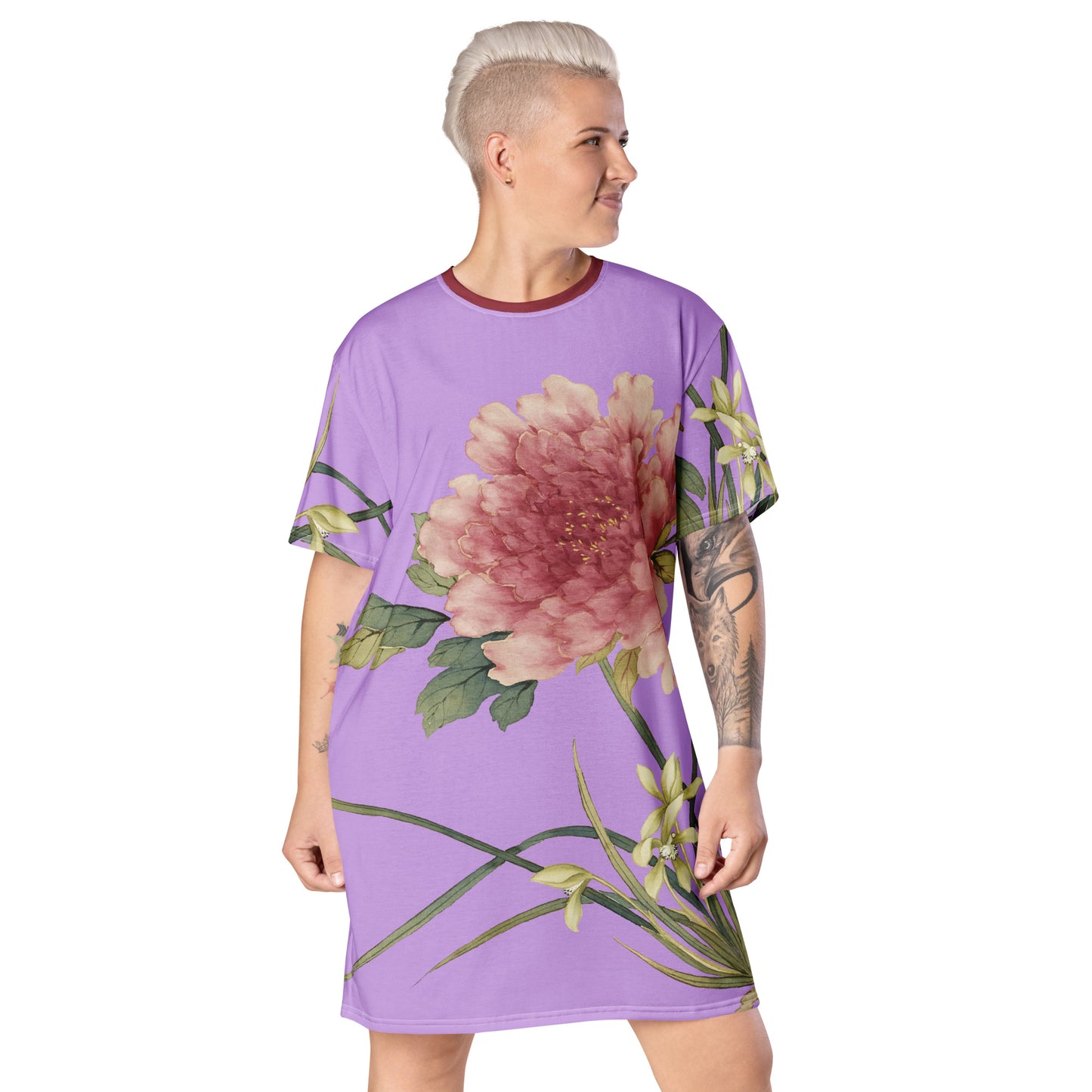 The Spirit of Flowers in Twelve Months｜Orchid and Tree Peony in Bloom｜T-shirt dress｜Lilac