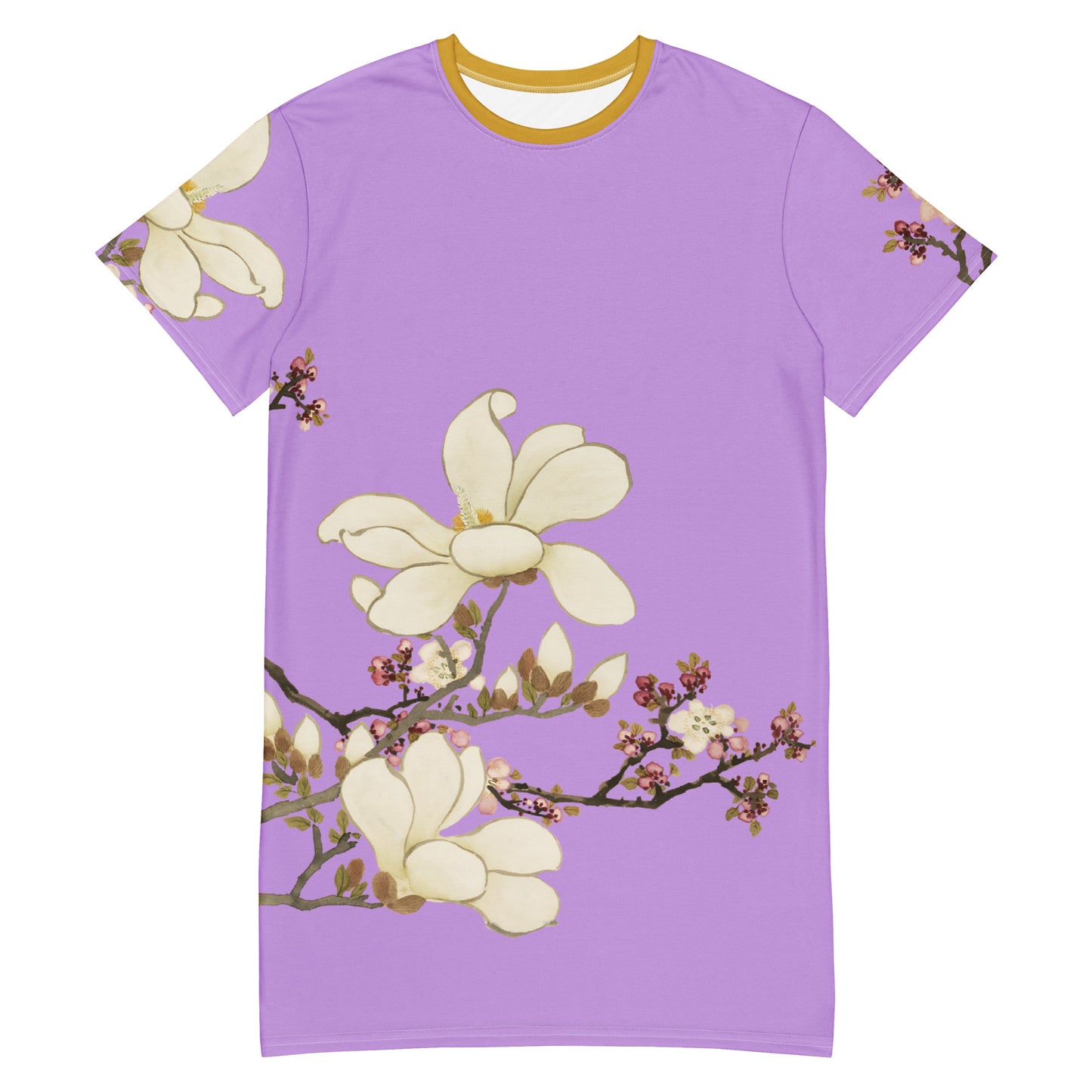 12月の花神様｜Apricot and Lily Magnolia in Blossom｜T-shirt dress｜Lilac