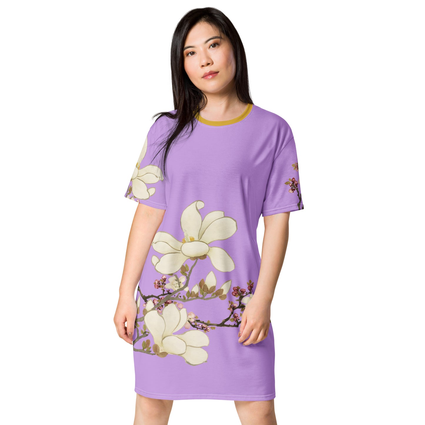 The Spirit of Flowers in Twelve Months｜Apricot and Lily Magnolia in Blossom｜T-shirt dress｜Lilac