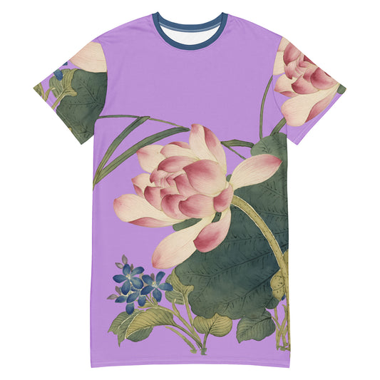 The Spirit of Flowers in Twelve Months｜Lotus in Bloom｜T-shirt dress｜Lilac