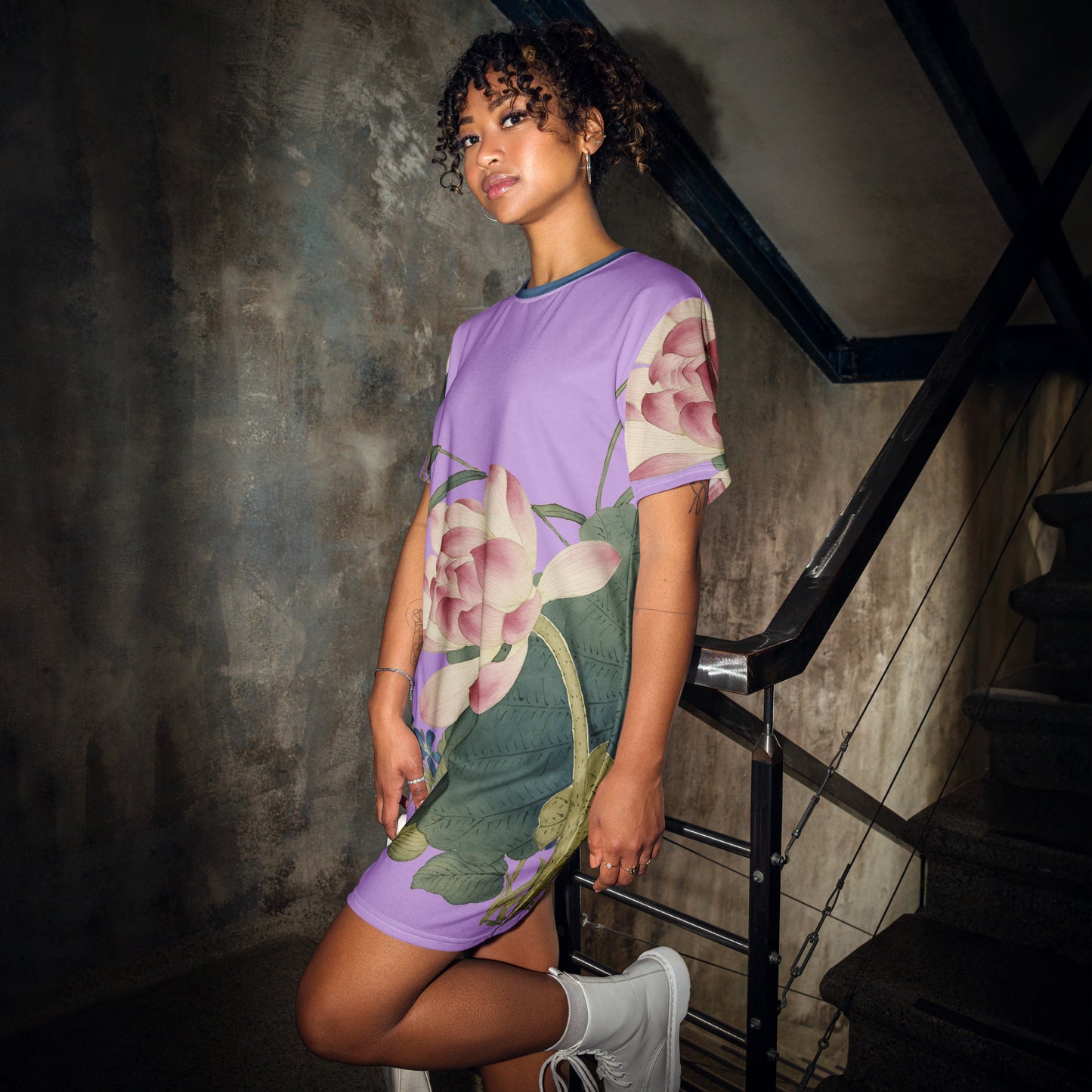 The Spirit of Flowers in Twelve Months｜Lotus in Bloom｜T-shirt dress｜Lilac