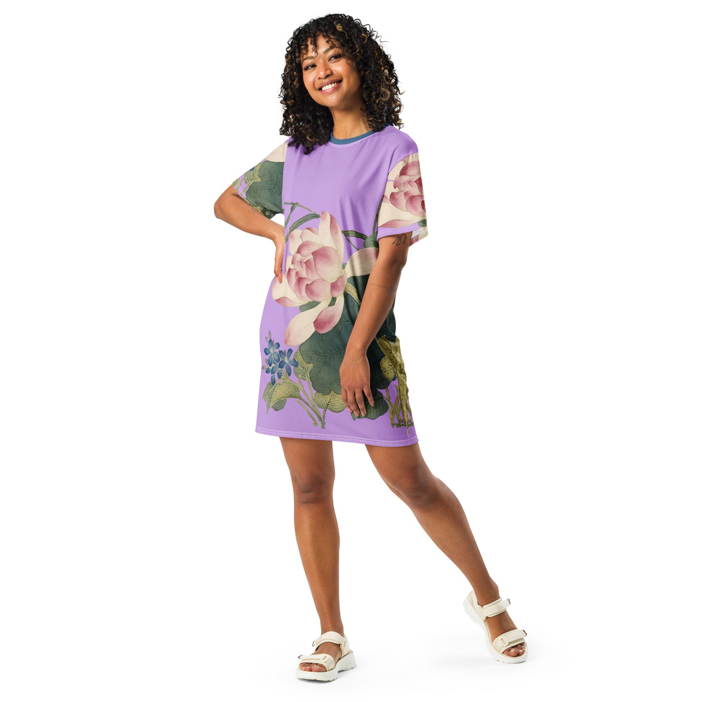 The Spirit of Flowers in Twelve Months｜Lotus in Bloom｜T-shirt dress｜Lilac