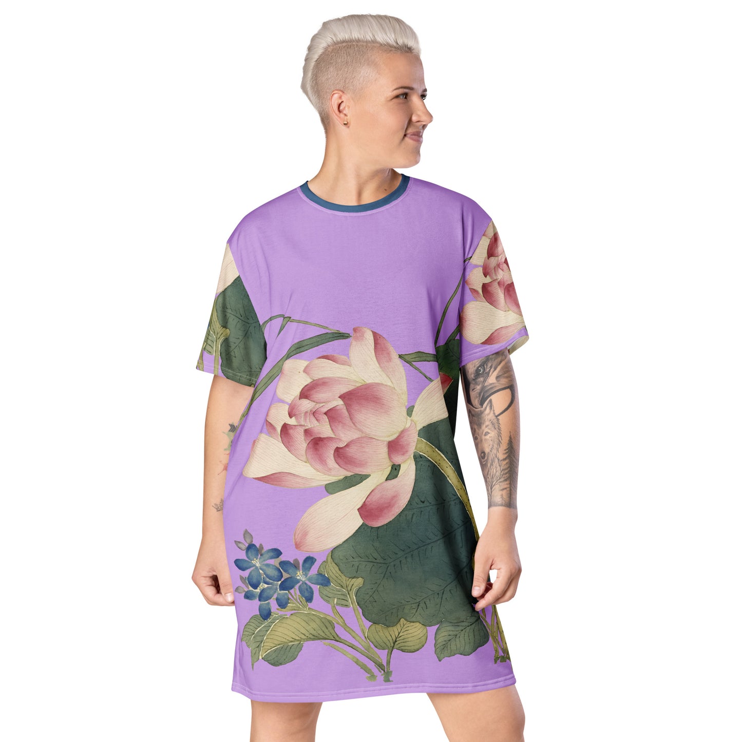 The Spirit of Flowers in Twelve Months｜Lotus in Bloom｜T-shirt dress｜Lilac