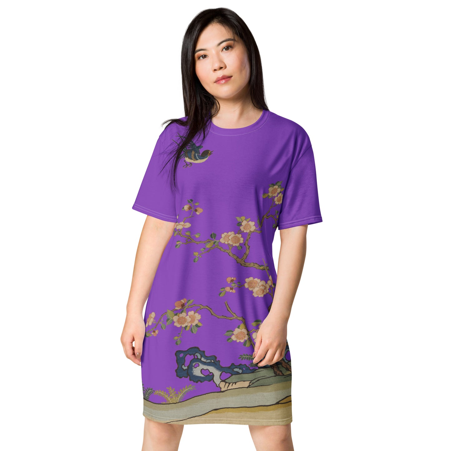 Kesi Flower Album｜Swallow in Flight, Harbinger of Spring｜T-shirt dress｜Purple