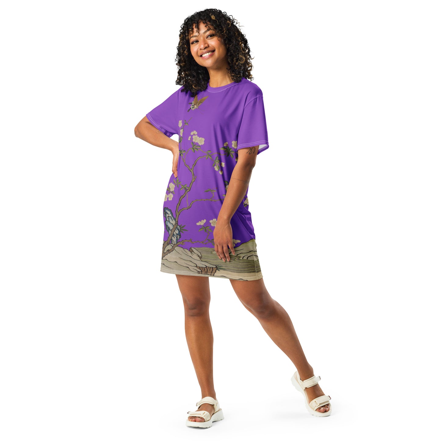 Kesi Flower Album｜Plum Blossoms and Butterfly｜T-shirt dress｜Purple