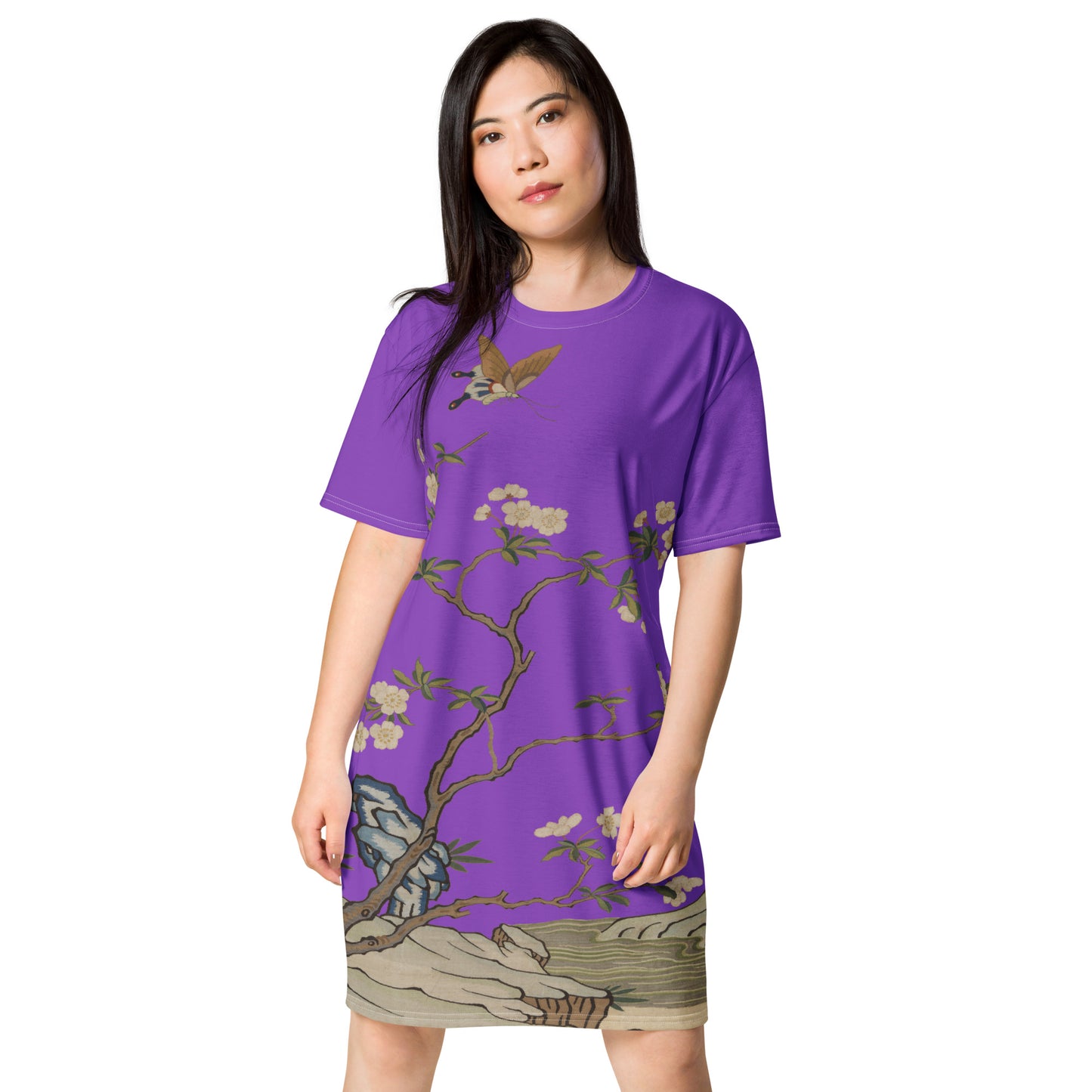 Kesi Flower Album｜Plum Blossoms and Butterfly｜T-shirt dress｜Purple