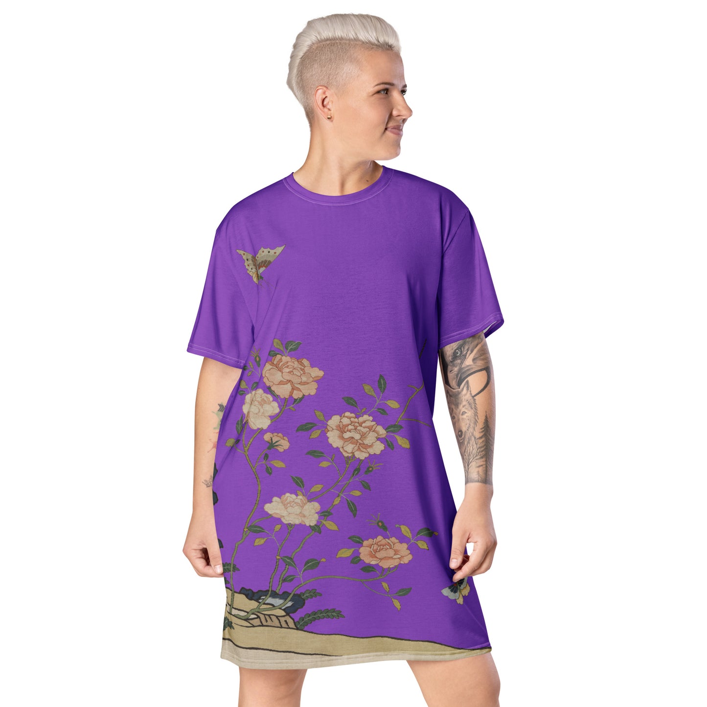 Kesi Flower Album｜Red Roses｜T-shirt dress｜Purple