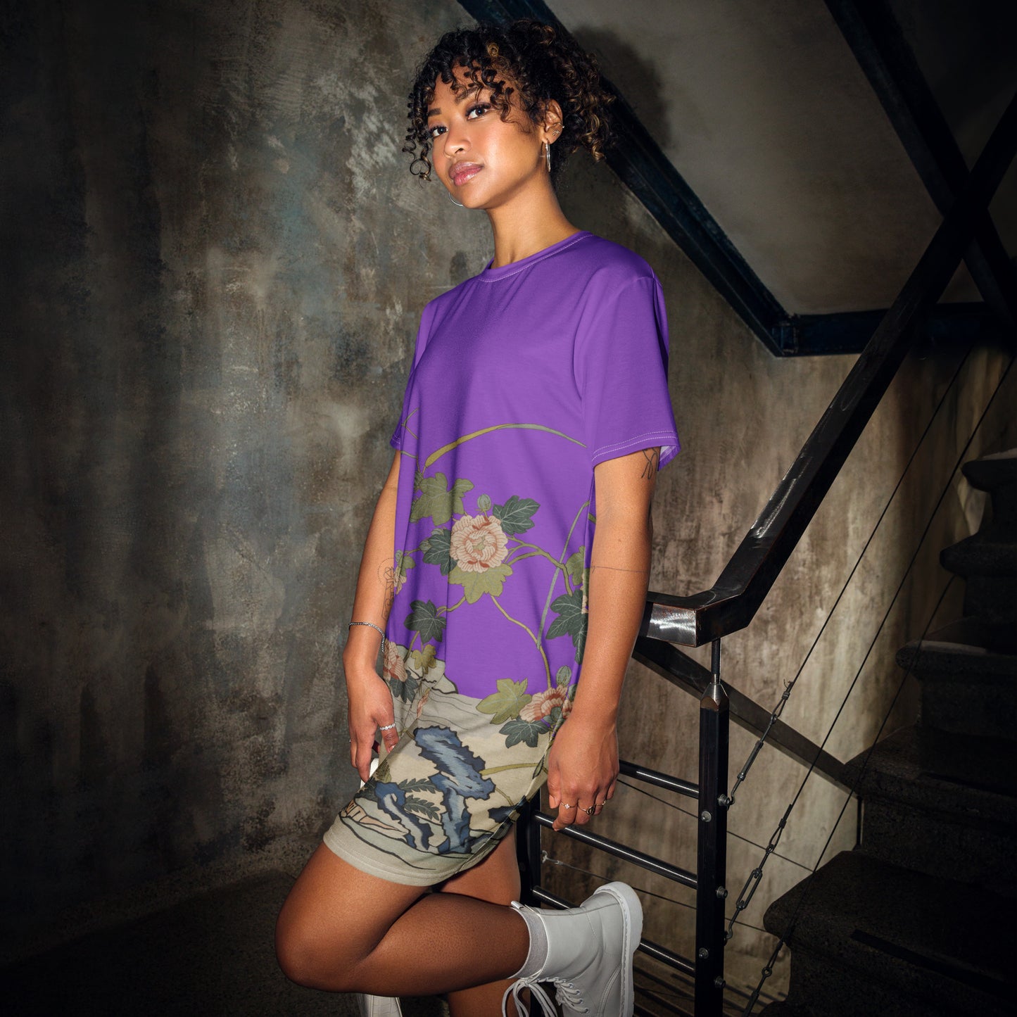 Kesi Flower Album｜Hibiscus by the Water｜T-shirt dress｜Purple