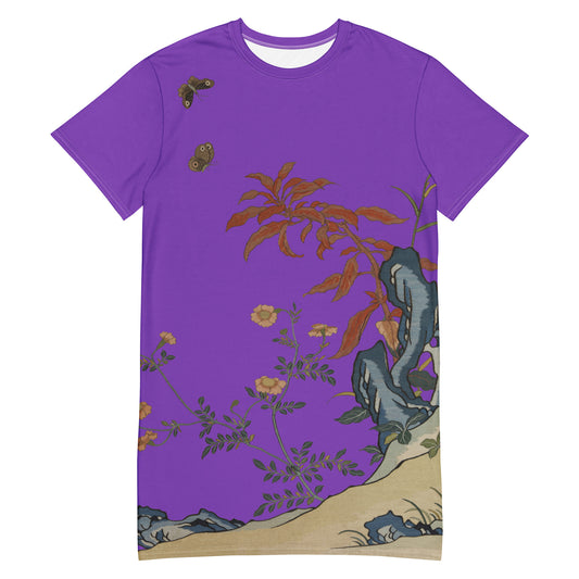 Kesi Flower Album｜Butterflies and Flowers｜T-shirt dress｜Purple