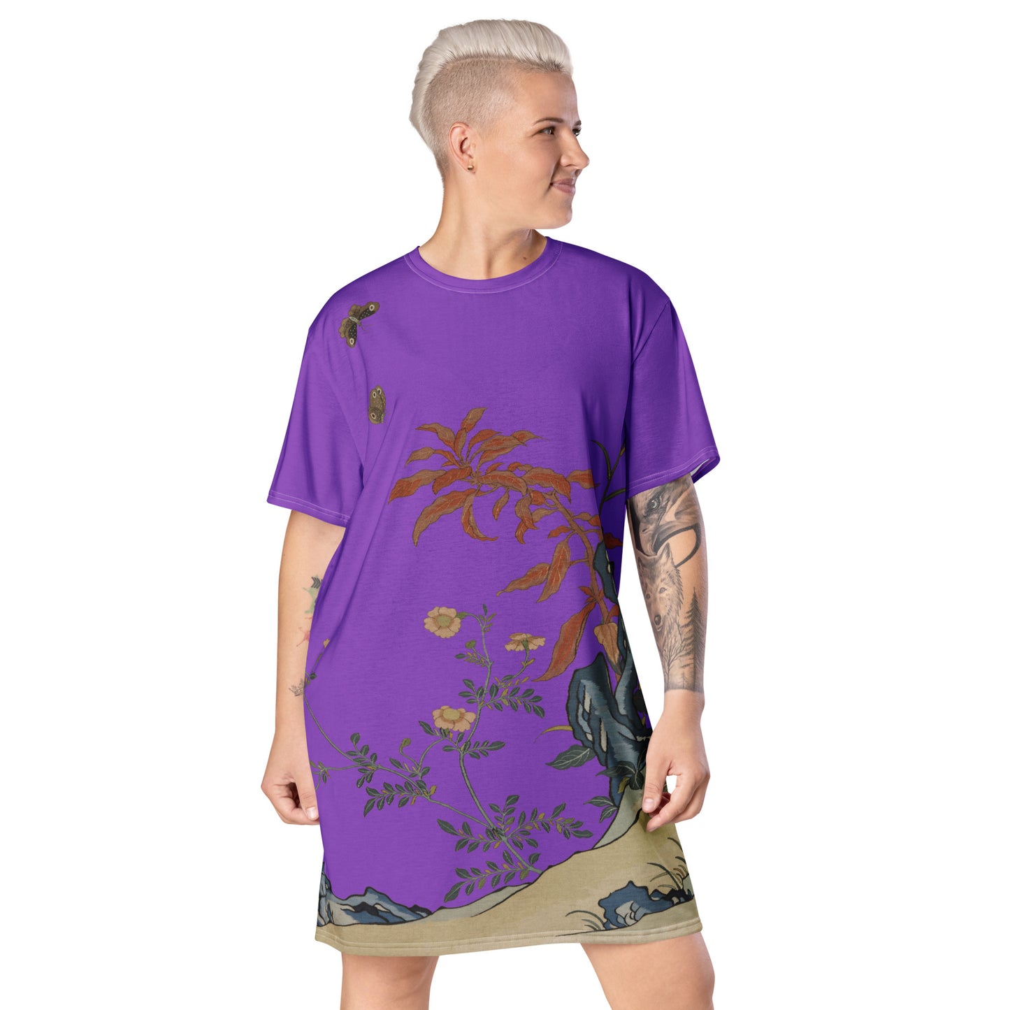 Kesi Flower Album｜Butterflies and Flowers｜T-shirt dress｜Purple