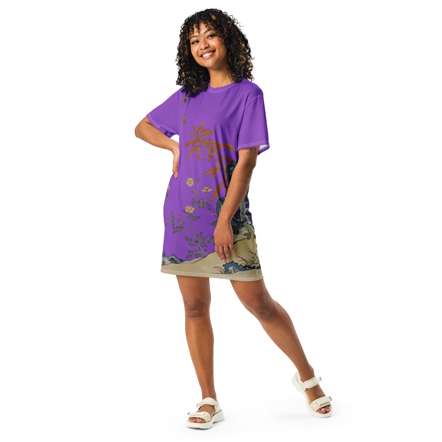 Kesi Flower Album｜Butterflies and Flowers｜T-shirt dress｜Purple