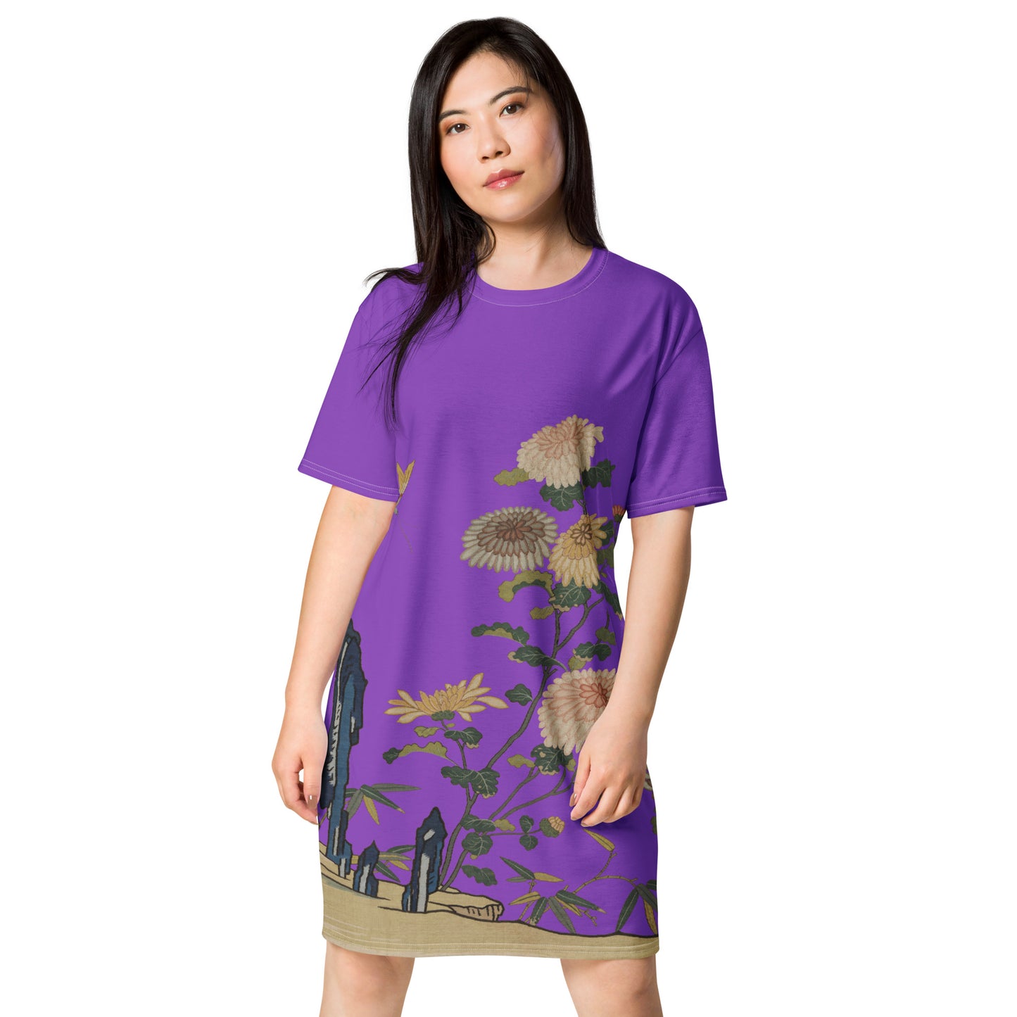 Kesi Flower Album｜Chrysanthemums and Butterflies｜T-shirt dress｜Purple