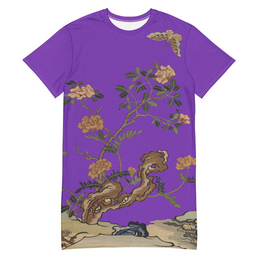 Kesi Flower Album｜Camellia and Butterfly｜T-shirt dress｜Purple