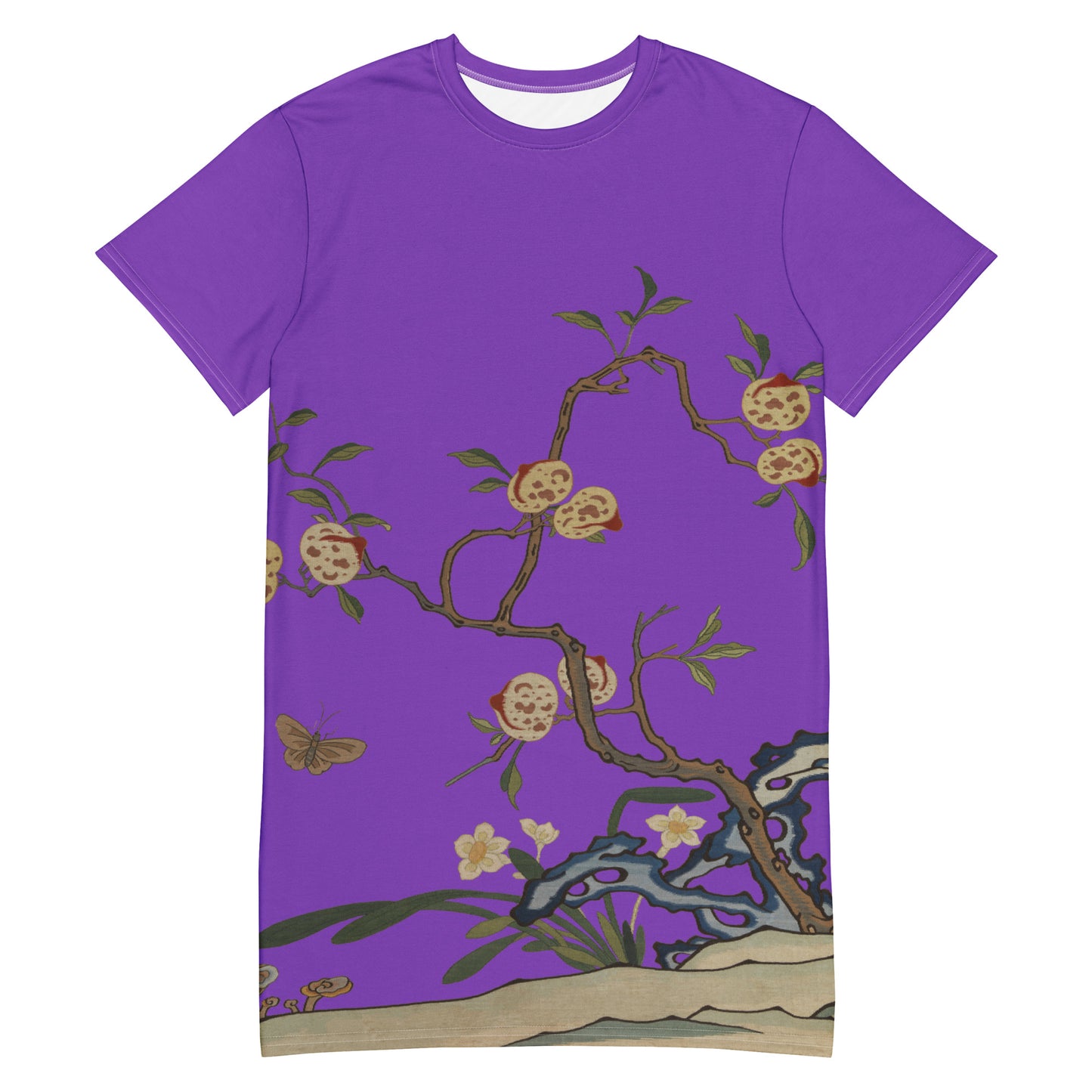 Kesi Flower Album｜Narcissus and Peaches｜T-shirt dress｜Purple