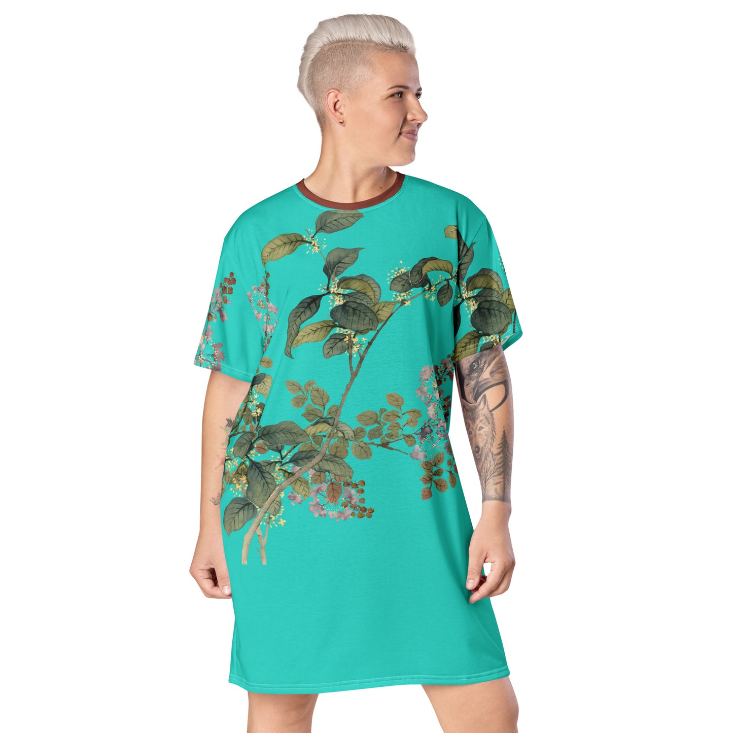 The Spirit of Flowers in Twelve Months｜Osmanthus and Crape Myrtle in Bloom｜T-shirt dress｜Turquoise