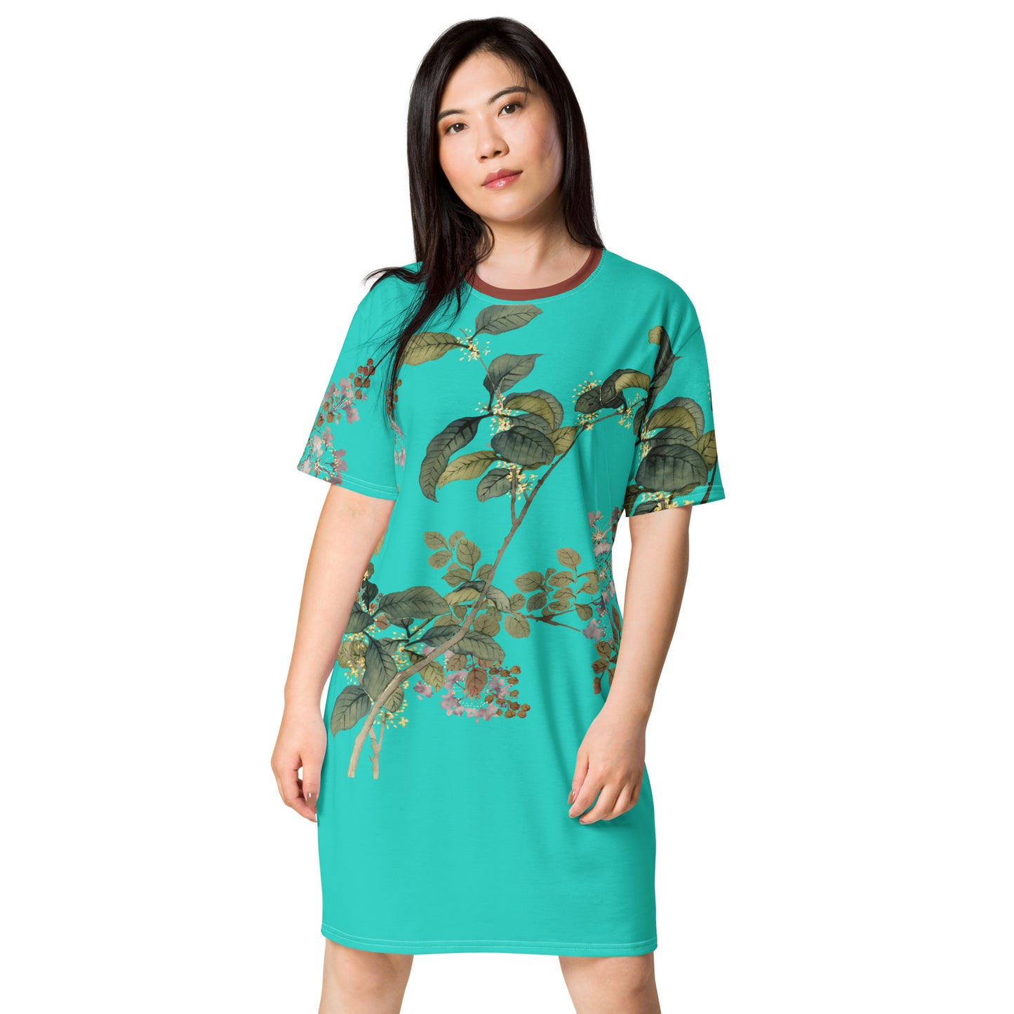 The Spirit of Flowers in Twelve Months｜Osmanthus and Crape Myrtle in Bloom｜T-shirt dress｜Turquoise