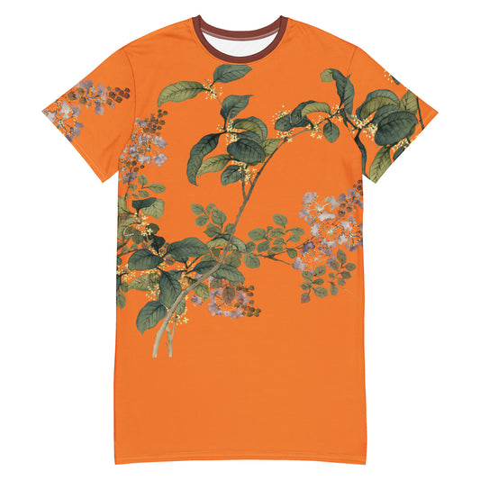 The Spirit of Flowers in Twelve Months｜Osmanthus and Crape Myrtle in Bloom｜T-shirt dress｜Orange