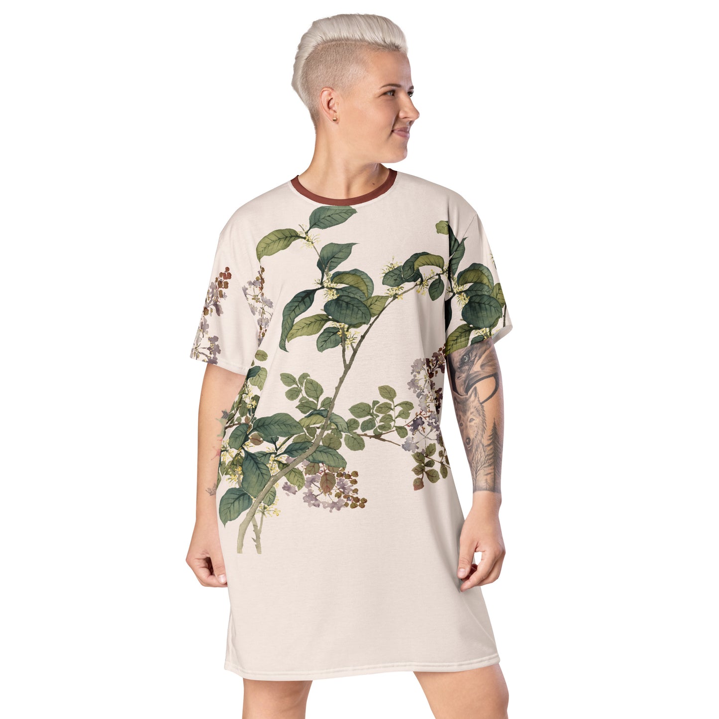 The Spirit of Flowers in Twelve Months｜Osmanthus and Crape Myrtle in Bloom｜T-shirt dress｜Fish belly white