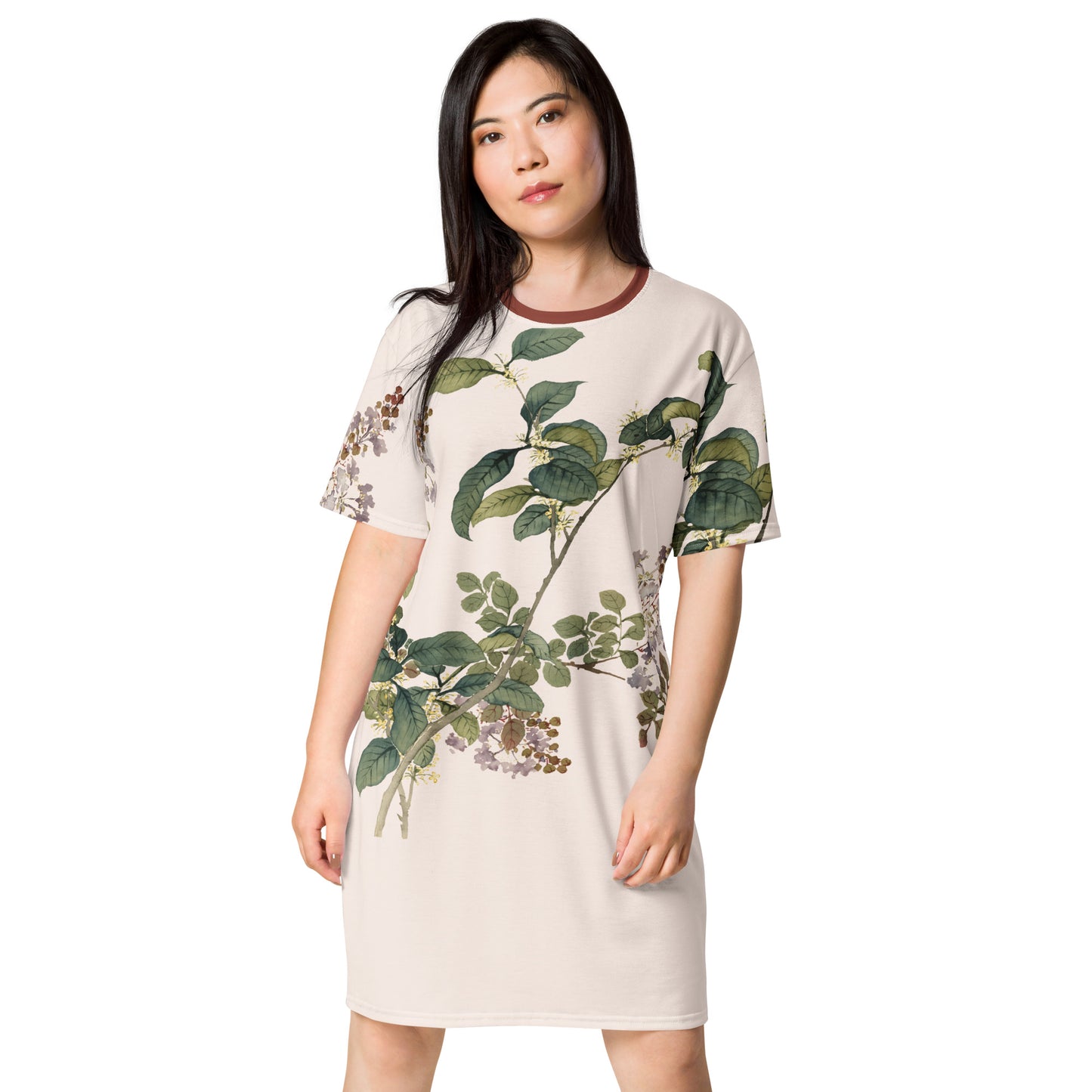 The Spirit of Flowers in Twelve Months｜Osmanthus and Crape Myrtle in Bloom｜T-shirt dress｜Fish belly white