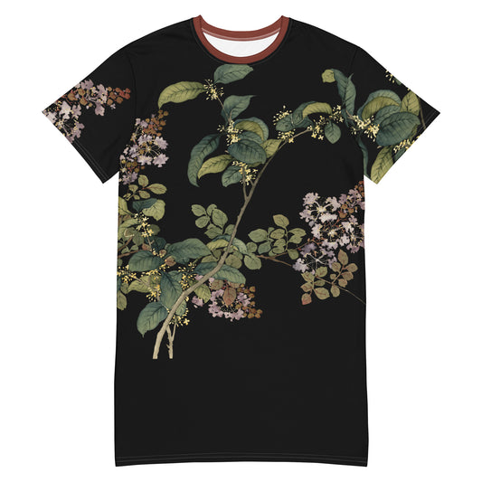 The Spirit of Flowers in Twelve Months｜Osmanthus and Crape Myrtle in Bloom｜T-shirt dress｜Black