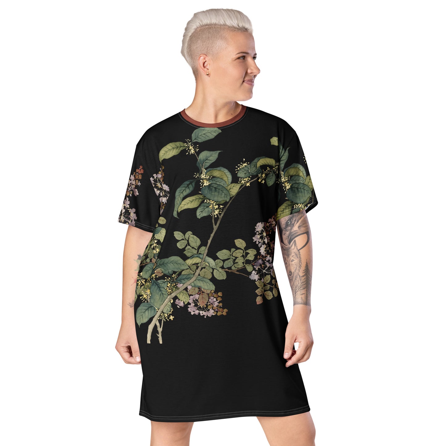 The Spirit of Flowers in Twelve Months｜Osmanthus and Crape Myrtle in Bloom｜T-shirt dress｜Black