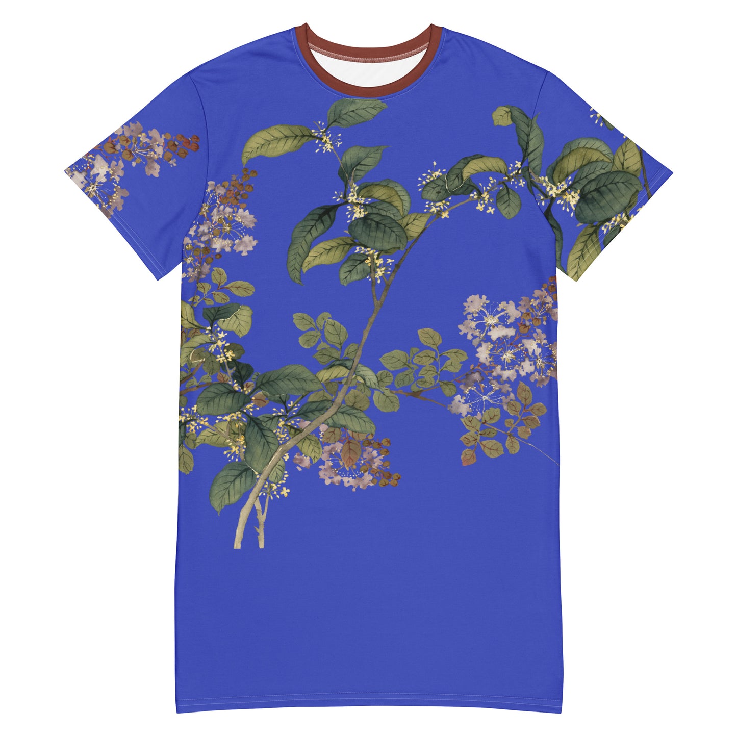 The Spirit of Flowers in Twelve Months｜Osmanthus and Crape Myrtle in Bloom｜T-shirt dress｜Royal blue