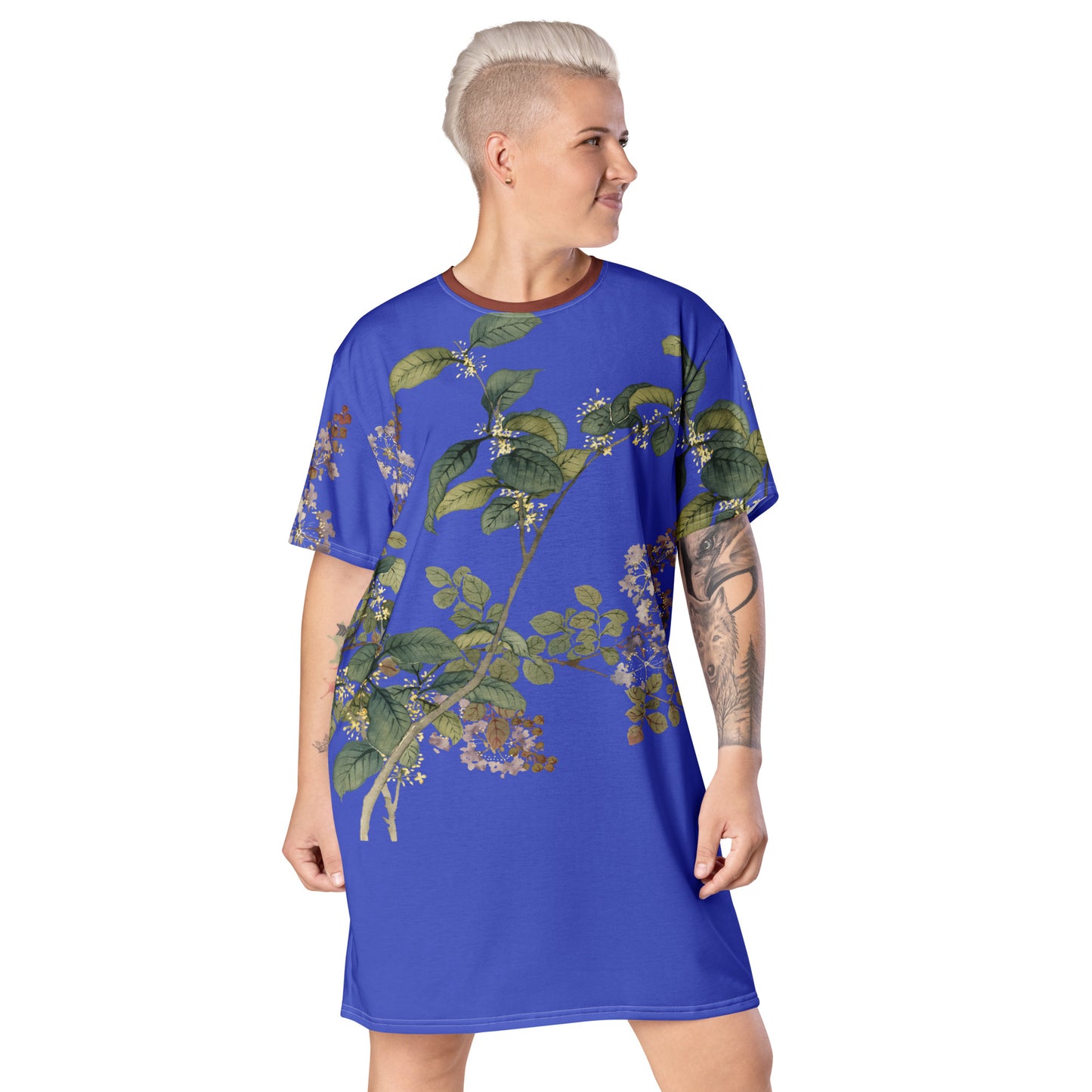 The Spirit of Flowers in Twelve Months｜Osmanthus and Crape Myrtle in Bloom｜T-shirt dress｜Royal blue