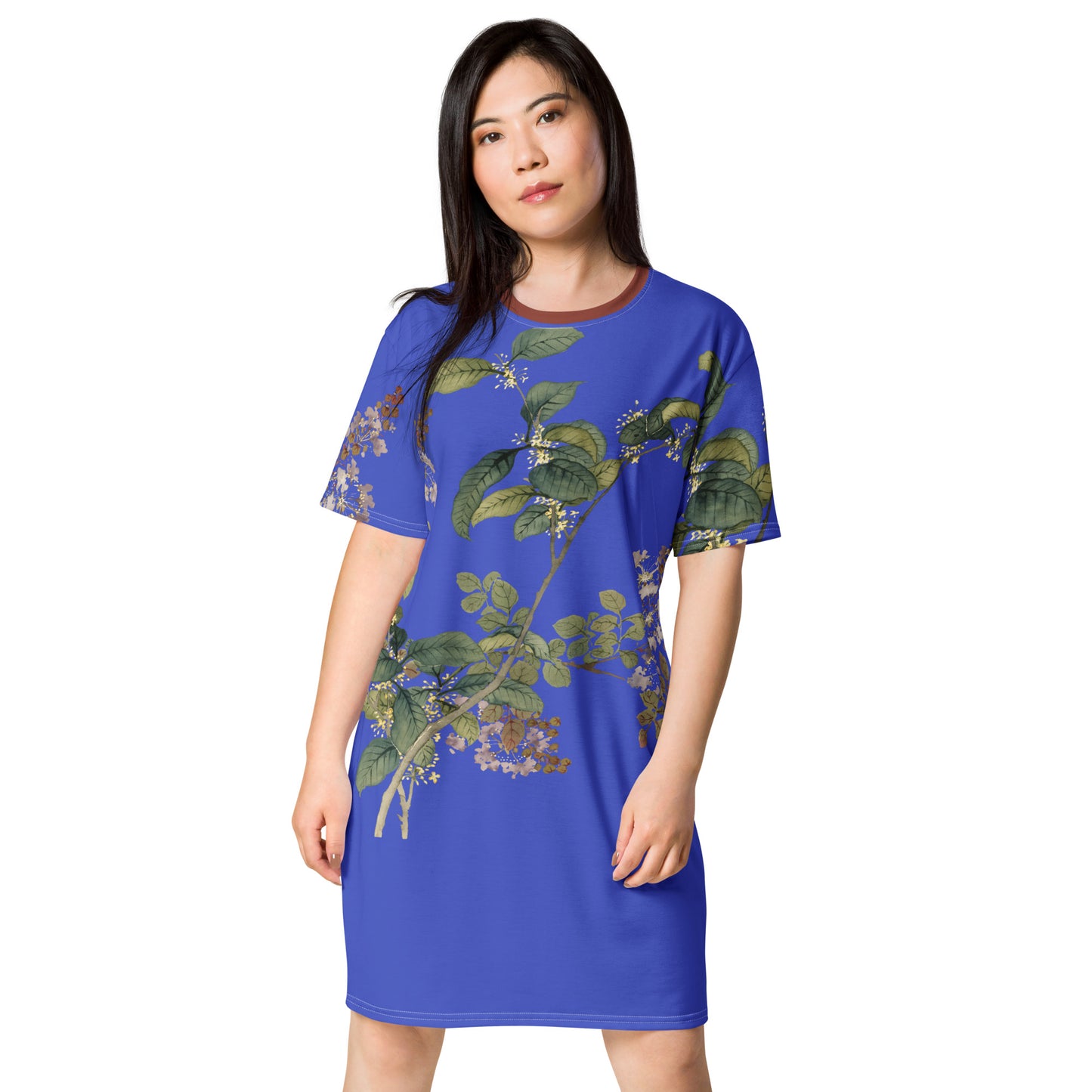 The Spirit of Flowers in Twelve Months｜Osmanthus and Crape Myrtle in Bloom｜T-shirt dress｜Royal blue