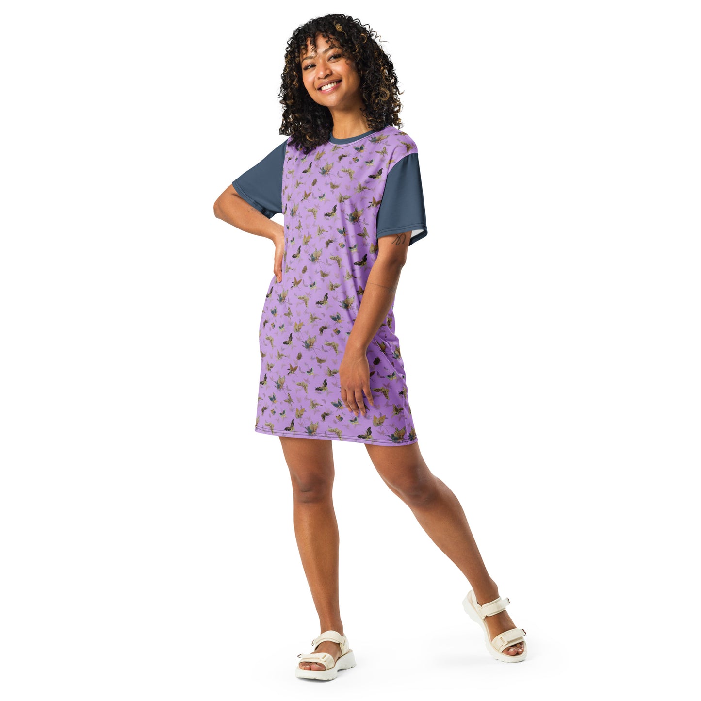 Butterfly dancing｜T-shirt dress｜Lilac