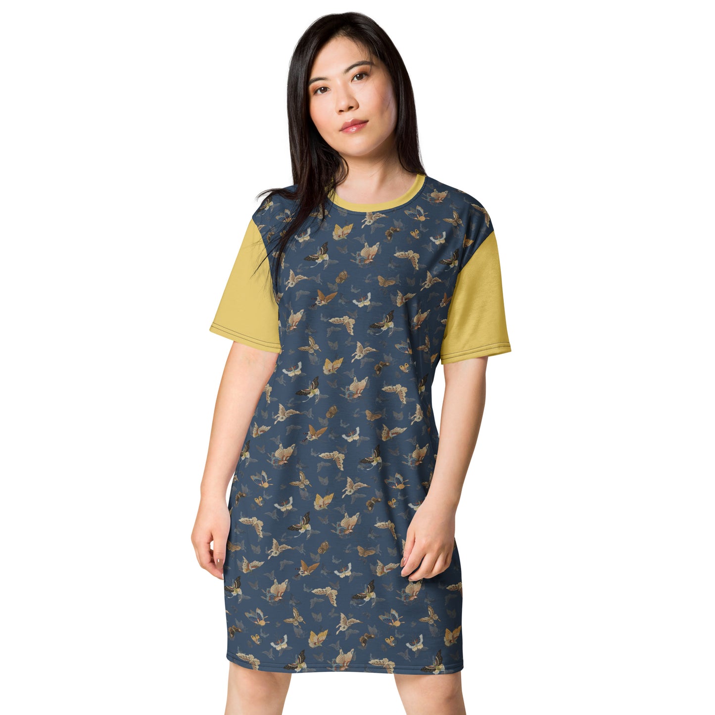 Butterfly dancing｜T-shirt dress｜Dark blue