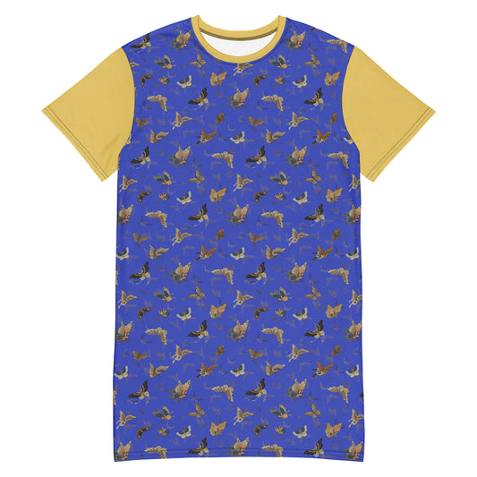 Butterfly dancing｜T-shirt dress｜Royal blue